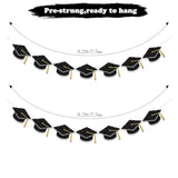 Graduation Decorations Class Of 2025 Party Supplies - Graduation Grad Caps Banner (Pre-Strung)