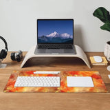 Laptop Mouse Pad Orange Marble Gold Liquid Desk Mat With Stitched Edges 31.5X 11.8 Inch Non-Slip Large Keyboard Rubber Writing Table Mat For Office Home