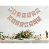 Sweet Baby Boy Burlap Banner Rustic Blue Baby Shower Decoration & Photo Prop