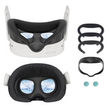 3Pcs Face Cover Pad For Oculus Quest 3S - Widen Facial Interface, Cool Ice Silk Face Pad, Pu Leather Face Cushion,Mesh Cloth Face Foam Pad Replacement,Vr Accessories Set For Meta Quest 3S