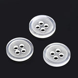 100Pcs Plastic White Buttons 4 Holes Clear Clothing Shirt Sewing Butto