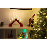 ® Christmas Red Wooden Candle Bridge With Warm White Led Lights - Battery Operated
