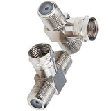 Coaxial Cable Splitter, TV Splitter 2 in 1 Out 2-Pack F Type RG6 Male to 2 F Female 3 Way Cable Splitter Coax T Connector Adapter for Video VCR