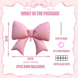 2Pcs Pink Bow Balloons Coquette Birthday Party Decorations for Women
