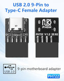 2Pack 9 Pin USB Motherboard Female Header to USB C Adapter, Type C Male to 9Pin Motherboard Serial Female Extender Converter
