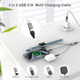 Upgraded 3 in 2 USB C Multi Charging Cable for Apple Watch for iPhone 16 Fast Charger