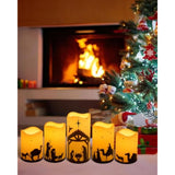 Christmas Nativity Scene Decorations Christmas Religion Led Flameless Candles With Timer For Xmas Holiday Home Decor Supplies Set Of 5 (Beige)