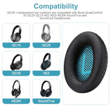 Qc35 Replacement Ear Pads Compatible Bose Quietcomfort 15, Qc25, Qc2, Qc35, Ae2, Soundtrue, Soundlink Around Ear Wireless Headphones, Replacement Ear Cushions, Black