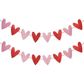 Valentines Heart Banner Red And Pink Glitter Valentines Day Heart Garland,Valentines Heart Decorations For Happy Valentines Day Decorations Valentines Heart Decor