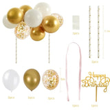 Happy Birthday Cupcake Toppers - White Gold Mini Balloon Cloud Birthday Cake Decorations For Wedding Anniversary Baby Shower Decorations