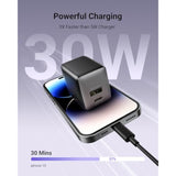 Usb C Fast Charging Charger, 30W Dual-Port Gan Nano Charger With Foldable Plug For Iphone 16/15 Series, Ipad, Galaxy S24 Ultra And More Series, (Black, 1 Pack)