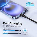 Compatible With Iphone 17 16 15 Fast Charging Cable 10Ft,3Pack 60W Usb C To Usb C Fast Charging Cable Cord For Phone 17 16 15/15 Pro/15 Pro Max/15 Plus, Pad Pro,Maccboook Air, Samsunng-Purplepinkblack