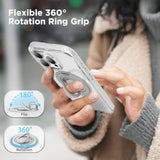 360° Magnetic Stand For Iphone 16 Pro Max Case With Finger Ring, Compatible With Magsafe, Ring Stand And Finger Ring Phone Case For 16 Pro Max 6.9 Inch 2024, Clear