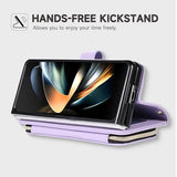 Wallet Case for Galaxy Z Fold 3 with Zipper Card Holder, Crossbody Purse Handbag Stylish Protective Cover with Shoulder Strap & Wrist Strap
