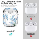 Protective Clear Floral Case Cover With Cleaner Kit Portable Shockproof Women Girls With Keychain For Apple Airpods 2/1 Charging Case - Clear/Blue Flower