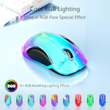2.4G Wireless Mouse With Customizable Cover & 9-Color Led - Rechargeable Ergonomic, 1200 Dpi, 5 Buttons, Usb Receiver For Pc/Mac - White
