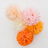 Party Tissue Pom Pom Paper Flower Set, For Birthday Party Baby Shower Wedding Engagement Bachelorette Event Decoration ( Bright Orange Bloom, 20 Piece Set)