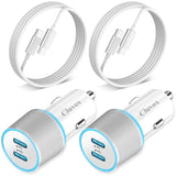 2 Pack 40W Fast Usb C Car Charger Adapter For Iphone 16/15 Pro Max/Plus/Samsung Galaxy S25/S24 Ultra/S23/S22 Car Phone Charger, Dual 20W Pd Port Cigarette Lighter Adapter With 3.3Ft Type C Cord-White
