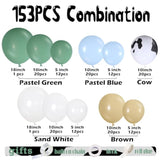153PCS Green Cow Balloon Arch Kit for Farm, Western, Baby Shower & Cowboy Parties