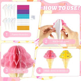 8 Pcs Summer Party Decorations Honeycomb Centerpieces,3D Ice Cream Hanging Decorations For Baby Shower Supplies Birthday Party Favor (Ice.Cream)