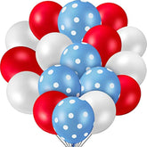 55 Pcs Red, Blue & White Polka Dot Balloons – Nautical & Baseball Party Arch Kit