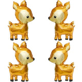 Woodland Deer Balloon Cartoon Jungle Safari Zoo Animal Party Supplies For Christams Birthday New Year Wedding, 4 Pack Big 41'' Cute Wild Forest Reindeer Balloons Wildlife Buck Decor Doe Deer Supplies