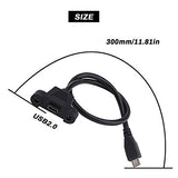 2 Pcs Micro USB 2.0 5 Pin Male to Female Extention Cable 0.3M/1Ft with Panel Mount Hole Including Mounting Screws for Transfering Data with Computer