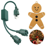 Christmas Tree Lights Controlled Outlet, Plug In Control Outlet Extension Cord With 2 Sockets And Gingerbread Man Remote Switch For Christmas Tree And Long Range Lighting Control, Green (1 Pack)
