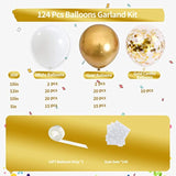 124pcs White & Gold Balloon Garland Kit β Elegant Arch with Confetti Balloons for Any Celebration