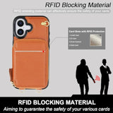 Crossbody Wallet Case For Iphone 17, Rfid Blocking Leather Purse Case With Card Holder, Protective Handbag Flip Cover With Zipper Wrist Strap Lanyard For Women 5G 6.3 Inch (Brown)