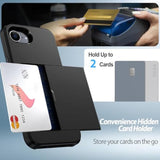 For 16E Wallet Case With Card Holder + 2 Tempered Glass Screen Protector Protective Shockproof Hidden Card Slot Slim Case Women Men For 16E 6.1"(Black)