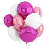 20Pcs Round Shaped Balloons, Hot Pink Light Pink White Round Aluminum Giant Balloon For Birthday Wedding Anniversary Baby Shower Valentine'S Day Party Bridal Shower Romantic Festival Ceremony Decor