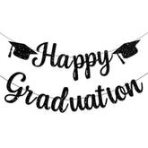2025 Black Glitter Graduation Banner Garlands Congrats Grads Banners For Celebrate Graduation Party Decoration Supplies, School Grad Party Decorations