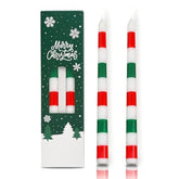 2 Pack Christmas Taper Candles, 10 Inch Unscented Candlesticks With Red And Green Stripe Design For Holiday Table Centerpiece, Fireplace Mantel, Winter Weddings, Advent Wreaths, Seasonal Decor