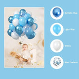 Blue and White Balloons 12 Inch Latex Metallic Confetti Helium Balloons Party Decor
