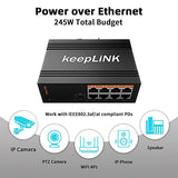8 Port Industrial Poe Switch Unmanaged, Gigabit Poe Switch With 8 Poe+ Ports @245W, 1 Sfp Slot, Din Rail Hardened Network Switch, Ip40