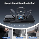 For Samsung Galaxy Z Fold 7 Case With 360° Magnetic Stand - Military Grade Shockproof Case With 2 X Screen Protector, Compatible With Magsafe, Carbon Fiber Texture Design For Z Fold 7, Black