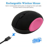 2.4Ghz Wireless Cute Small Silent Portable Mini Rechargeable Optical Mouse - 3 Buttons, Cordless For Laptop, Desktop, Pc, Notebook (Red)