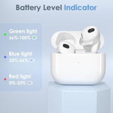 Wireless Charging Case Replacement Compatible With Airpods 3, Qi-Certified For Airpods 3Rd Gen Charger Case, Bluetooth Pairing Sync Button, 600 Mah Built-In Battery, White