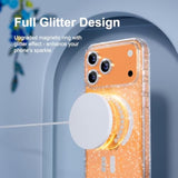Magnetic For Iphone 17 Pro Max Case Compatible With Magsafe, Women Cute Glitter Sparkly Phone Case With Diamond Camera Lens Protectors, Military-Grade Drop Protection 6.9" (Clear)
