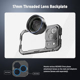 Phone Cage Compatible with iPhone 17 Pro, Quick Release Video Rig Stabilizer Accessories with 67mm Filter Ring, 17mm Lens Backplate, T Mount Adapter,