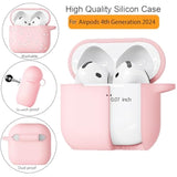 Airpods 4th Generation Case for Women and Girls, Soft Silicone Protective Cover with Keychain and Cleaner Pen, Compatible with Apple Airpods 4th Gen