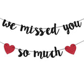 Welcome Home Decorations We Missed You So Much Banner, Black Glitter Welcome Back Banner Welcome Home Sign Family Reunion Sign Deployment Party Decorations, Returning Military Army Homecoming Party