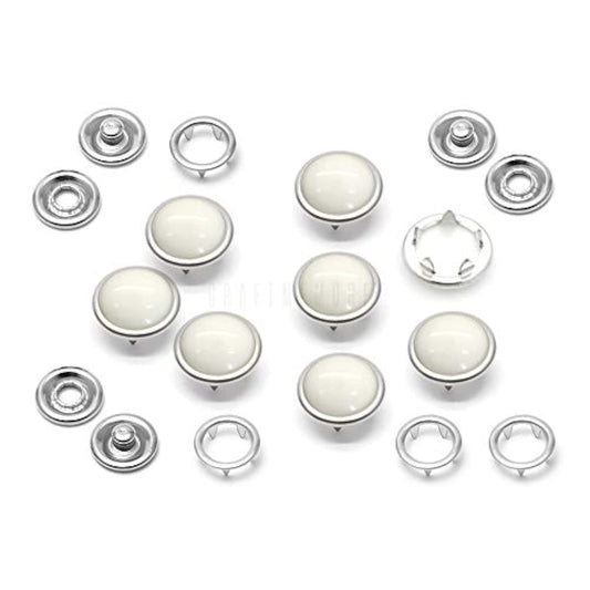 20 Sets 12Mm Pearl Snaps Fasteners Pearl-Like Prong Snap Button For We