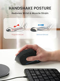 Perimice-715R Wireless Rechargeable Vertical Mouse - Duo Wired And Wireless Charging Feature - 6 Buttons Design - Black - Right-Handed Design