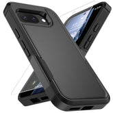 For Google Pixel 9A Case With Hd Screen Protector, Military-Grade Shockproof & Dual-Layer Protection, Anti-Slip Grip Design Phone Case, Black