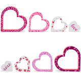 Wooden Valentines Day Decor - 4 Pcs Double-Sided Cute Wood Heart Signs For Valentines Decorations - Valentines Day Decorations For The Home, Table, Tiered Tray, Mantel, Office, Bedroom