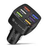Car Charger Adapter, 6 Usb Multi Port, Fast Charger, Include Qc 3.0 And 5 Other Ports, Car Interior Accessories, Fit For Iphone 13/12/11/Pro, Samsung Galaxy/Note S10/S9/S8, Android - Black