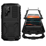 Samsung S22 Ultra Metal Case with Screen Protector Camera Protector Military Rugged Heavy Duty Shockproof Case with Stand Full Cover Tough case for Samsung S22 Ultra (S22 Ultra, Black) - Heavy Duty Protection for Your Device