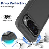 Pixel 9 Pro XL Dual Layer Case, Heavy Duty Shockproof, Screen Protector - Black